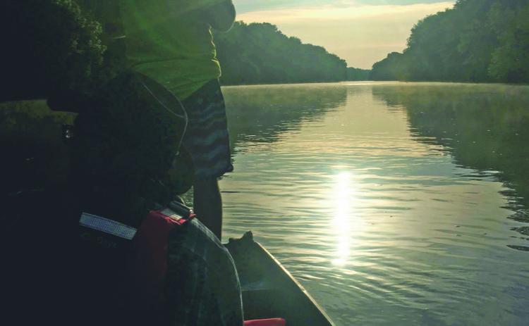 Jacob Duckett takes a turn leading the way down the Broad River on the last morning of a three-day journey.