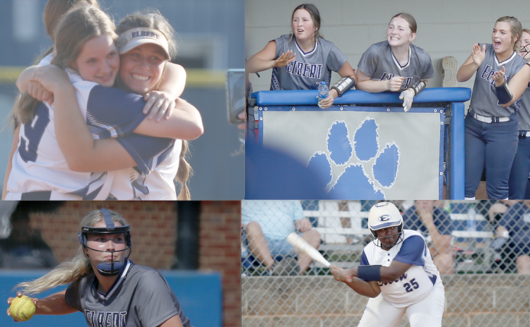 Clockwise, the Lady Devils will graduate seniors Makenley Rorick (left in first photo), Dallas Dean (left in second photo), Liberty Burnette (right in second photo), Chantille Syphore and Chesnee Brown. (Photos by Scoggins)
