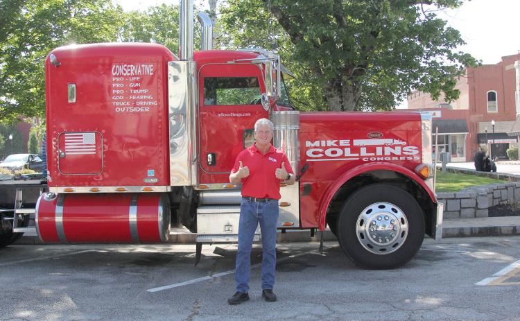 Republican congressional candidate Mike Collins visited The Elberton Star office during a campaign stop on the Elberton square Wednesday, June 15. Collins won the June 21 primary against Vernon Jones and will face Tabitha Johnson-Green for the District 10 seat in November. (Photo by Wells)