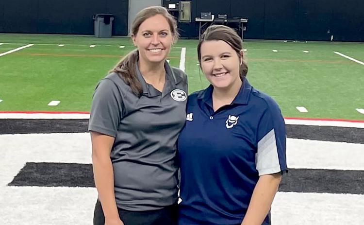 Head Athletic Trainer Sarah Fuller (left) and student assistant trainer Callie Moss (right) recently attended a free training course at the University of Georgia’s indoor athletic facility in Athens.