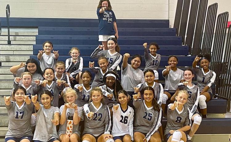 The Elbert County Middle School volleyball team competed in the Gainesville East Middle School Volleyball Championship tournament Saturday, Sept. 24. (Photo courtesy of Joey Norris)