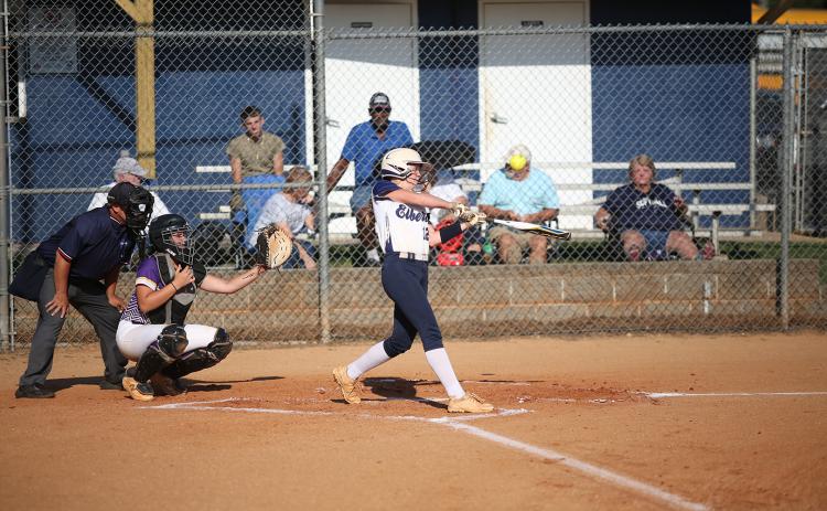 Sophomore Emily Booth had three hits, two runs and two RBIs during the region opener against Athens Christian. (Photo by Scoggins)