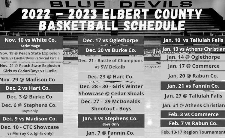 Elbert County's 2022 Basketball Schedule