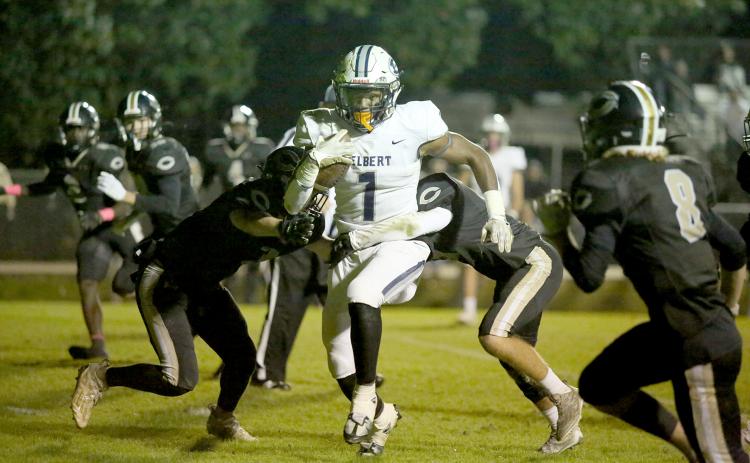 Senior Quan Moss entered Friday’s 41-21 win over Commerce as Class A Division 1’s leading rusher with 1,291-yards. Moss added another 206 yards during the game. (Photo by Scoggins)