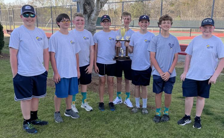 Pictured (above, L-R) are Coach Mylie Merfeld, Thomas Hewell, Adrian Jenkins, Landon Bowman, Ty Johnson, Tommy Beahringer, Jackson Calcutt, Mitchell Wheeler, Kylin Norton and Coach Anya Human