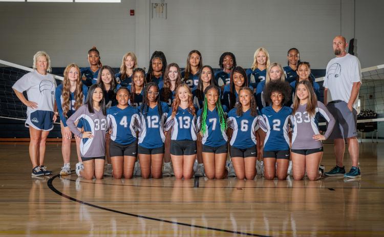 The 2023 Lady Devil Volleyball team includes Riyahanna Ardister, Melanie Badillio, Kendall Baston, Lakeria Bradley, Daniya Carter, Lindsay Castro, Zurina Dillard, Keitasia Glaze, Shania Huff, Johna Johnson, De’Asia Kinsey, Ariel Moncallo, Camdyn Moon, Alyssa Mooney, Cadence Noggle, Jurnee Porter, Brailey Sims, Trania Skelton, Ryleigh Stowers, America Vargas, Ja’Nydra Watts, Lizzett Rivera and I’jianah Whiten. (Photo by Mercer Harris)
