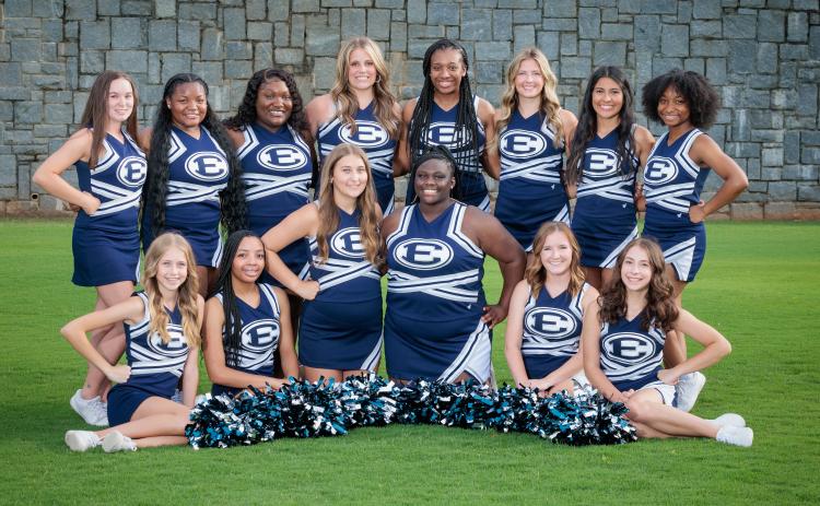 Elbert County Varsity Football Cheerleading  The 2023 Elbert County Varsity Football Cheerleading squad includes Aameriah Allen, Shermya Allen, Madeline Bellew, Jamiya Brunson, Jolea Harkins, Ki’Zora Hill, Jada Heard, Isabel Hover, Chloe Hunt, Tori Jarvis, Lina Keblish, Harlee Kirby, Kaylee Mahon, Trinity Norman, Mia Sanchez and Ellie Wheeler. (Photo by Mercer Harris)