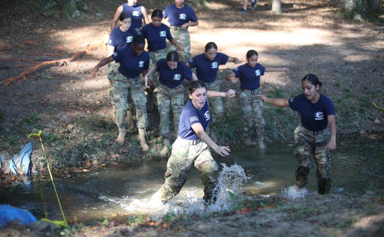 The Elbert County Raiders go through the different stations of the obstacle course event during their raider meet hosted by Hart County Sept. 23. Elbert’s mixed team finished the obstacle course in first place while the female team finished the event in second-place. (Photo by Wells)