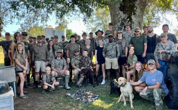 Participants gather after the 2023 annual Labor Day Dove Hunt at Cornell Dairy Farm in Bowman. (Photo submitted by Jackie Seymour Harris)