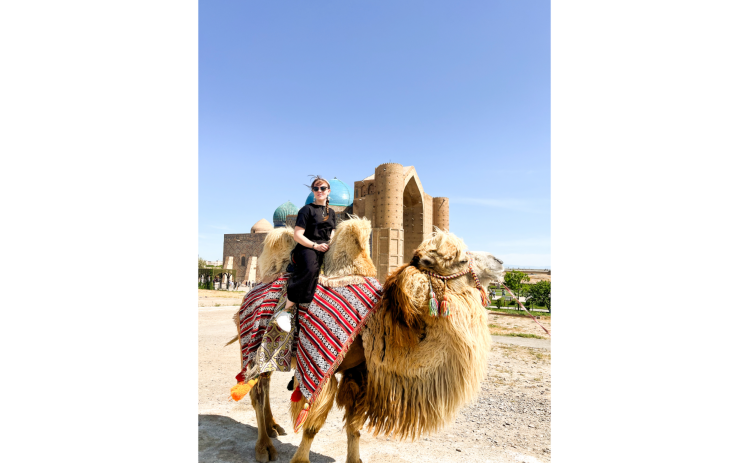 Camel riding in Turkestan—a city in Kazakhstan which was part of the Silk Road and is also known as the Spiritual Capital of Islam. (Photo submitted by Anna Kubas)