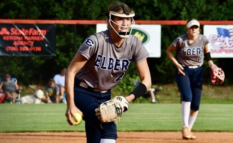 Kamryn Webb winds up her pitch during the game against Stephens County. (Photo courtesy of Elbert County True Blue)