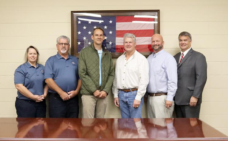 EMS Assistant Director Beth Seymour, EMS Director Chuck Almond, Elberton Mayor Daniel Graves, Georgia District 10 Representative Mike Collins, Elbert County Administrator Allen Hulme and District 33 Representative Rob Leverett. (Photo by Weeks)