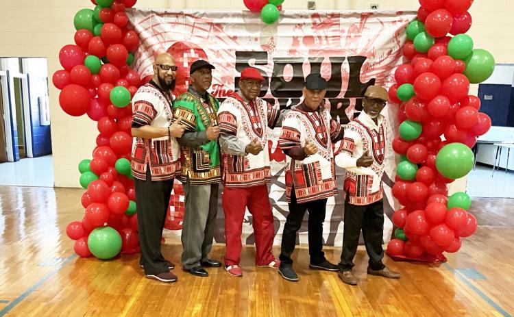 Shown are (L-R) Anthony Hunt (Satch), Gene Allen (Skip), Jack Haley (Halo), Mack Lewis and  Lynn Stowers (Blind). Former members not in attendance were Timothy McLendon,  Magnolia Johnson, Leslie Davis, James Burton and Darrell Milligan.