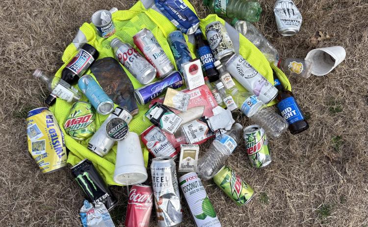 This is not everything picked up in the roadside ditch, but it’s a sampling of the litter. Some was tossed from the windows of vehicles, and many of the items probably blew out of the back of pickups. Either way, the result was a trashy mess.