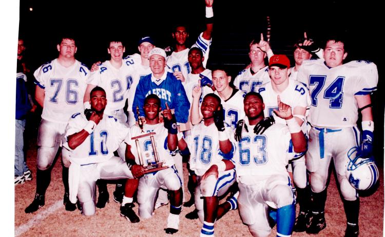Wesley Phelps (No. 24) and Sid Smith (No. 18) were both members of McFerrin’s 1995 State Championship team. The Blue Devils posted a 14-1 record and avenged their only loss of the season against Washington-Wilkes by defeating the Tigers 27-0 to win Elbert County’s first football state championship.