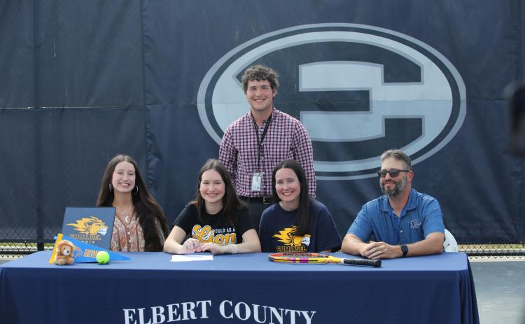 Gracie Kidd signed her letter of intent to play tennis at Emmanuel University. Pictured during the signing ceremony are (front row, L-R) Annabelle Kidd, Gracie Kidd, Trish Kidd and Frankie Kidd and (back row) Bo Kidd. (Photo by Bo Underwood)