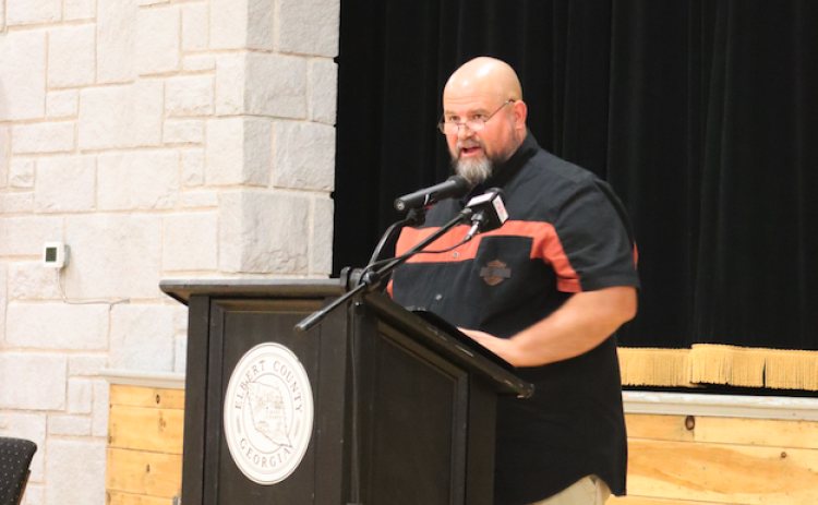 Sheriff Jamie Callaway speaks to the crowd during a political forum in October of 2024. (File photo by Julie Weeks)