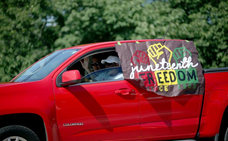 The high temperature wasn't enough to stop the Jim-Ree Museum's annual Juneteenth Celebration. In addition to the festival on Elberton's downtown square, the Juneteenth parade carried on, with most of the participants choosing to beat the heat from inside their vehicles. (Photos by Mark Wells)