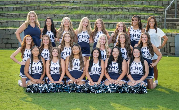 The 2026 Lady Devil cheer squad includes captain Alyssa Brown, co-captains Isabella Belli and Maya Alcalde, and Maddie Adamson, Jolee Ainsworth, Presley Bellew, Alyssa Brown, Matylee Brown, Bethany Burden, Riley Grace Collier, Grace Dixon, Allie Hulme, Sophie Lavender, Cassidy Montgomery, Juana Olvera, Olivia Paramore, Liberty Rousey, Kyler Shaw and Sequoia Singleton. The team is coached by Emma Hart and Kaitlin Walker. (Photo by Mercer Harris)
