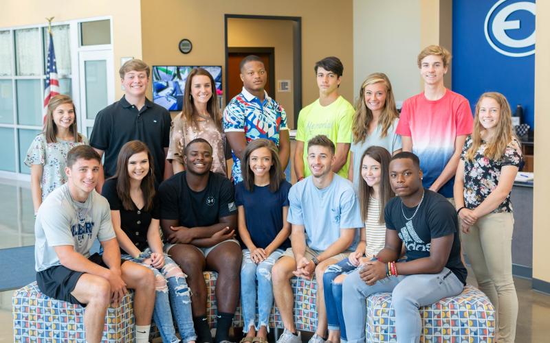 Homecoming candidates for queen and king selected by the student body are (seated L-R) Gavin Brady, Maggee Bowie, Qwen Moss, Emerson Brown, Brayden Eavenson, Ashlyn Boswell, Shun Allen; (standing L-R) Madison Brown, Ashford Bennett, Eliza Banks, Demetrius Ardister, Matthew Gibson, Lauren Hart, Cole Kouns and MaKayla Ingle. 