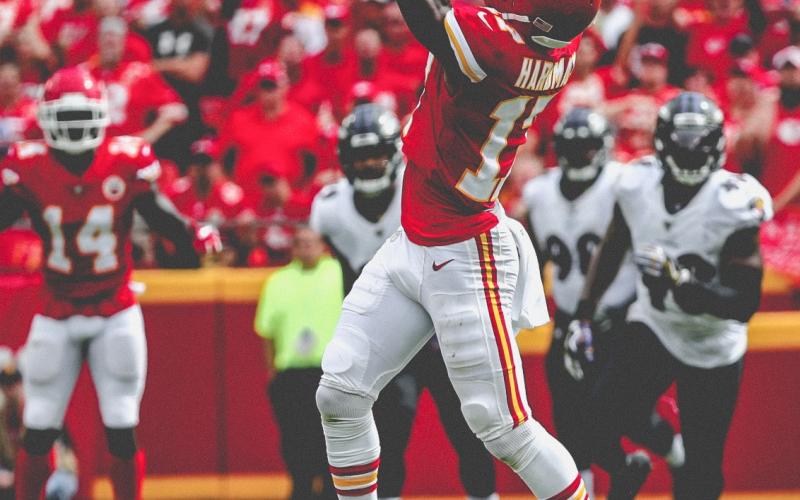 Kansas City Chiefs rookie receiver Mecole Hardman is leading the team in yards-per-catch after an 83-yard touchdown reception on Sept. 22 against the Baltimore Ravens. (Photo courtesy of the Kansas City Chiefs)
