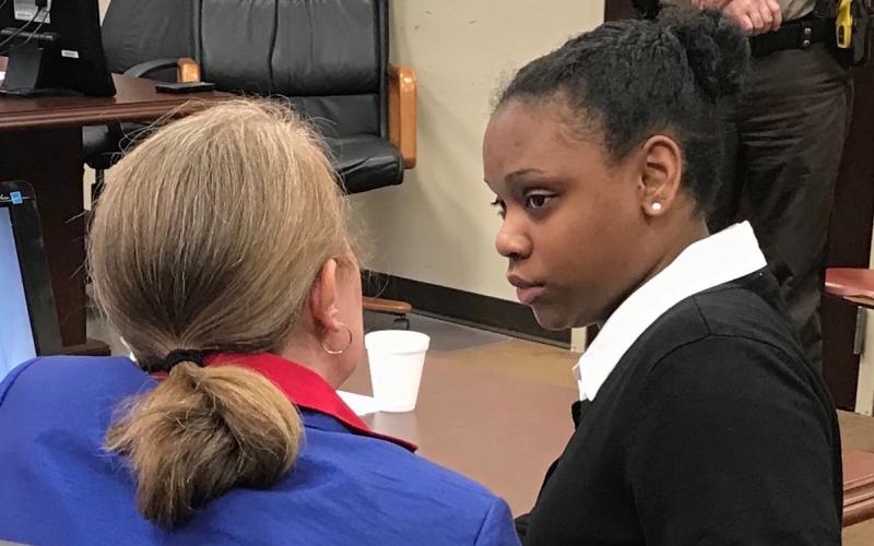 Savanna Marrie Jennings, shown here during her murder trial, was sentenced to life in prison without parole Friday by Superior Court Judge Chris Phelps (File photo by Jones)