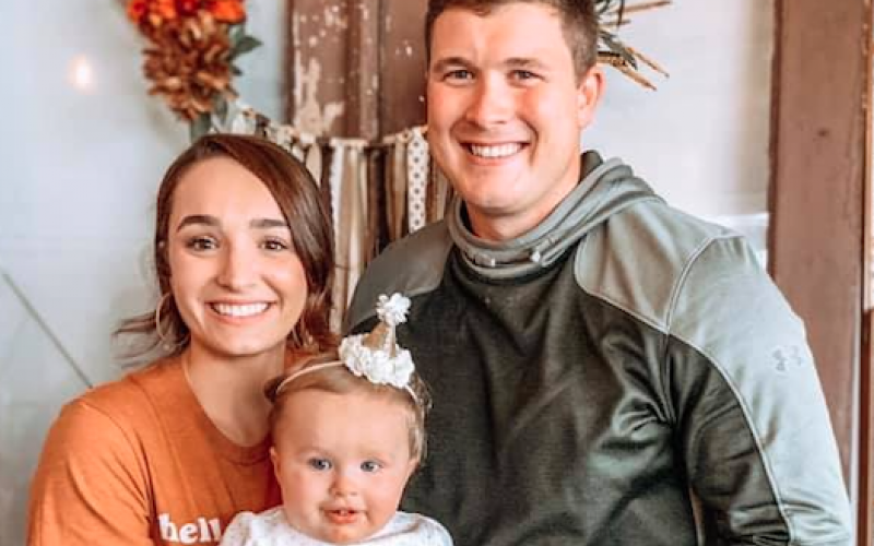 New Elbert County High School Head Softball Coach Drew Greer and his wife Halle Cheek Greer pose with their daughter Cienna Grace Greer. (Photo special to The Star)