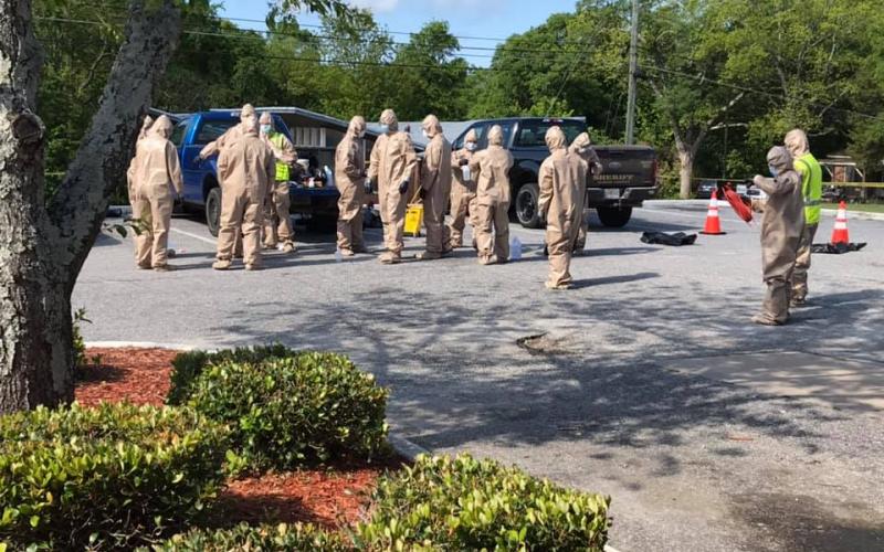 Photo of the Georgia National Guard outside the Elbert County Detention Center Wednesday morning. Photo provided by Elbert County Emergency Services.