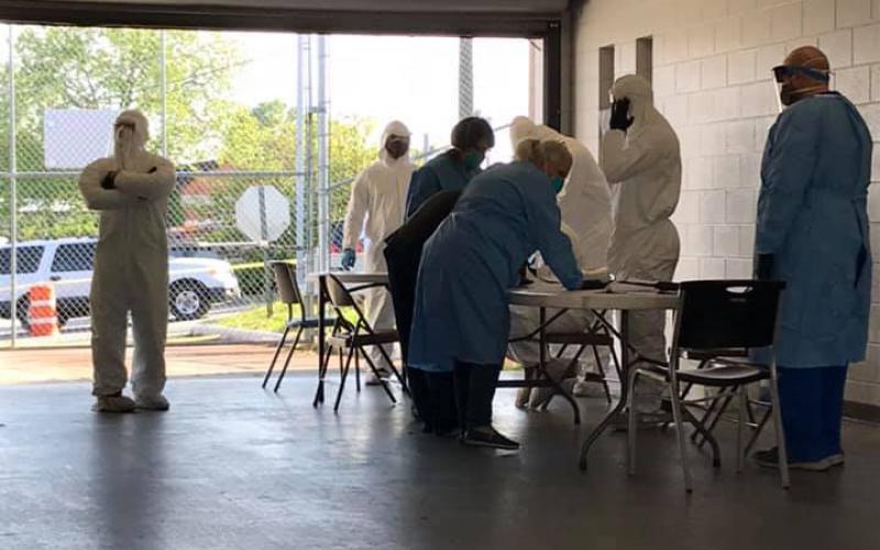 Photo from Elbert County Emergency Services of the COVID-19 testing at the Elbert County Detention Center on Wednesday, April 29.