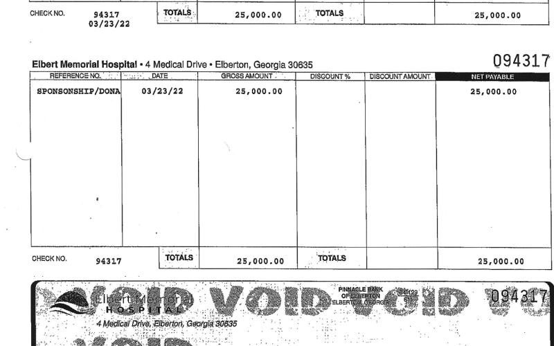 Records from Elbert Memorial Hospital sent to be audited show that former Chief Executive Officer Kerry Trapnell made contributions to political candidates Herschel Walker/WinRed PAC, Mallory Staples and Patrick Witt using hospital funds. Along with the contribution to Take Back Georgia PAC, contributions ranged from November 2021 to April 2022 and totaled $38,300. 