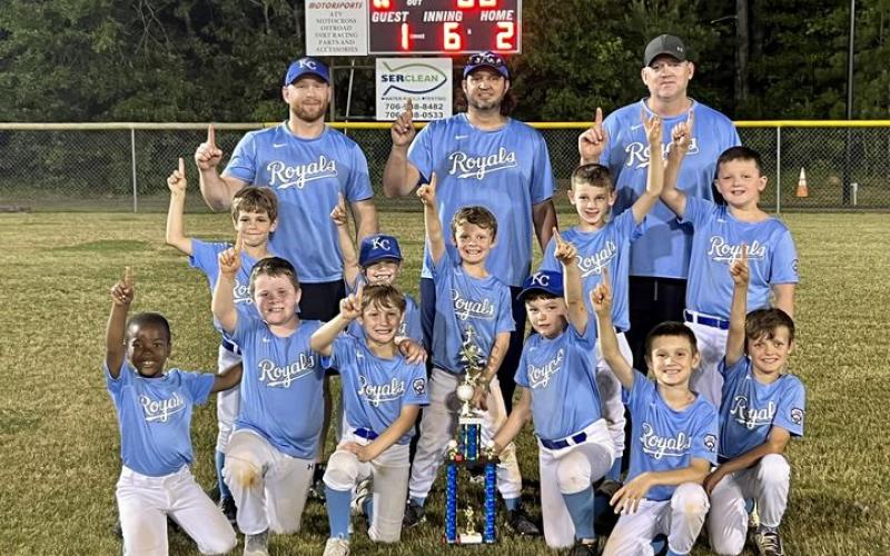 The Royals finished the season as the AA, or 7-8-year-old, champions after beating the Blue Jays 2-1. The team includes Haynes Bone, Jase Rider, Gavin Black, Hank Bott, Kamryn Wright, Dallas Crocker, Carson Johnson, Elijah Aston, Lane Crocker, Braxton House and Lucas Aston. The team is coached by Head Coach Derek Aston. 
