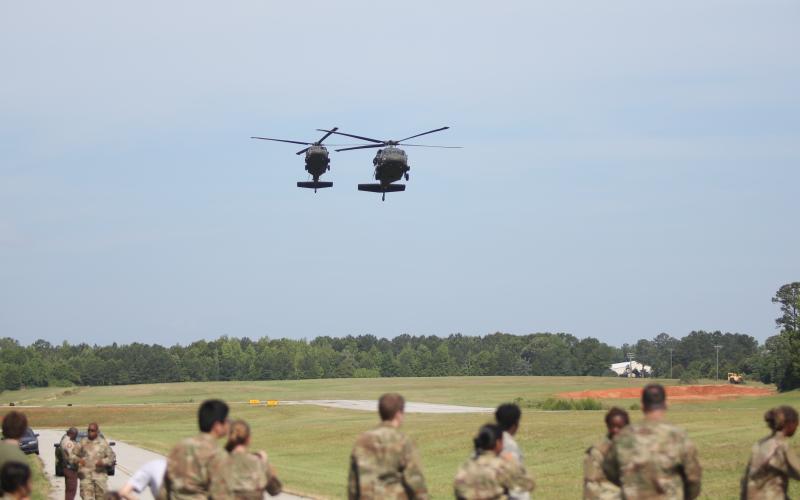 The Elbert County Comprehensive High School junior reserve officer training corps (JROTC) hosted their annual JROTC Cadet Leadership Challenge summer camp May 30 to June 2. Cadets received an opportunity to fly in a UH-60 Blackhawk from an Army National Guard unit based out of Winder. The camp included a variety of topics and skills, taking place at the Elbert County airport, ECCHS and Richard B. Russell State Park. (Photos by Wells) 