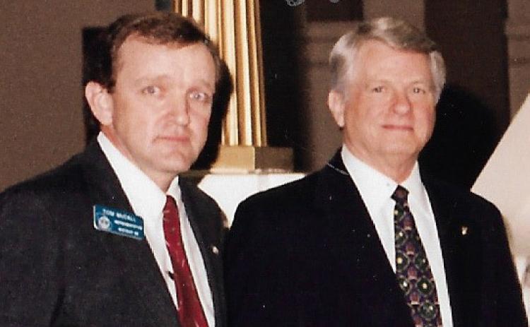 Rep. Tom McCall with the first of five Georgia governors he served with - Zell Miller.