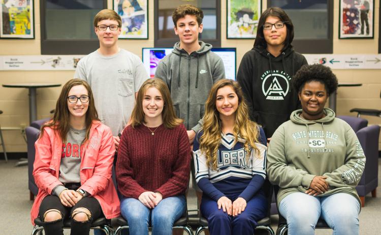 Students of the Month for December are (seated, L-R) Madelyn Dias, Rylee Smith, Madison Webb and Talaysha Thornton; (standing) Jake Harper, Matthew Hernandez and Keivin Renteria-Saldivar. Not pictured are Lillian Childs and Quentin Hill. (Photo by Dot Rutherford)