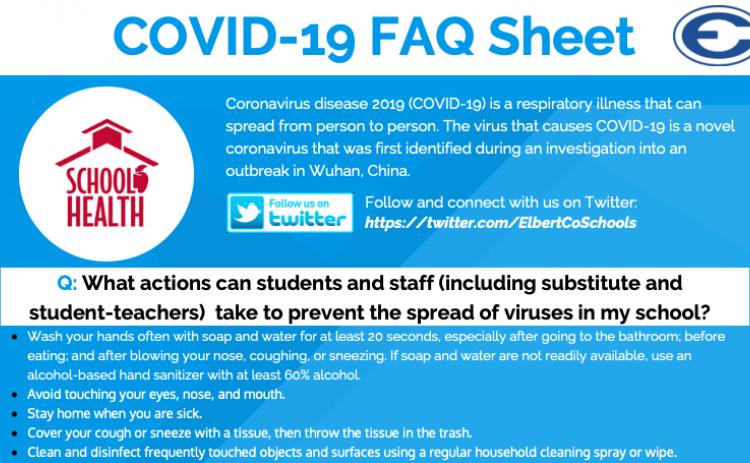 COVID-19 fact sheet from Elbert County Schools 