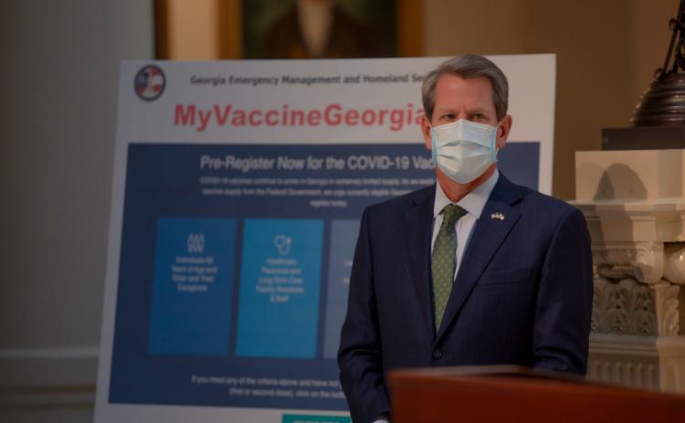 Gov. Brian Kemp gives a COVID vaccine update earlier in March. Photo courtesy of the Governor's Office.