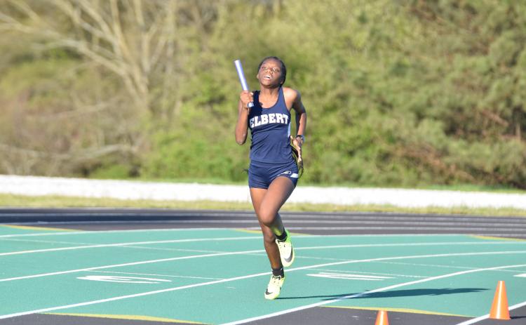Lady Devil Zacheanna Tate was part of the first-place winning 4x100 meter relay and 4x200 meter relay teams as well as the first place finisher in both long jump and triple jump. (Photo by Shane Scoggins, Franklin County Citizen Leader)