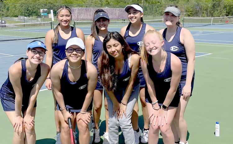 Pictured prior to the Lady Devils’ match against Darlington are (front row, L-R) Gracie Kidd, Katie Nguyen, Lizett Nava and Jude Sanders and (back row, L-R) Myla Warwick, Audrey Poon, Emily Poon and Dessie Lee Santiago. The Elbert County Lady Devils fell 3-0 in the first round of the GHSA state playoffs to Darlington from Rome. The Lady Devils finished the regular season with a 5-4 overall record and a 3-2 record in Region 8A Division 1. 