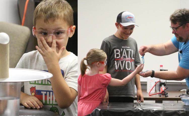 The Elbert County Public Library kicked off this year’s Summer Reading Program “All Together Now” Friday, June 2 with STEAM activities and presentations from Talewise. Attendees learned about, and participated in, different hands-on science experiments throughout the program. (Photos by Hall)
