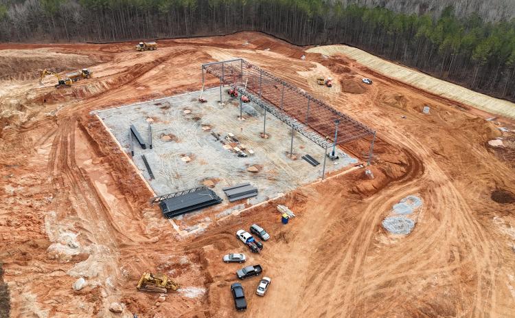 The spec building being funded by the City of Elberton in the Elberton Industrial Park is coming to life. City Manager Lanier Dunn said the rainy weather in January caused some delays, but construction still continues throughout the month of February. (Photo courtesy of the City of Elberton)