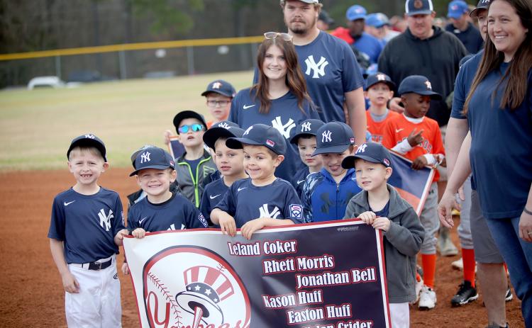 Elbert County Little League held Opening Day festivities Saturday, March 16 at McWilliams Park. The day kicked off with a parade of teams and was followed by the first pitch thrown by Elbert County Administrator Allen Hulme. (Photos by Wells)
